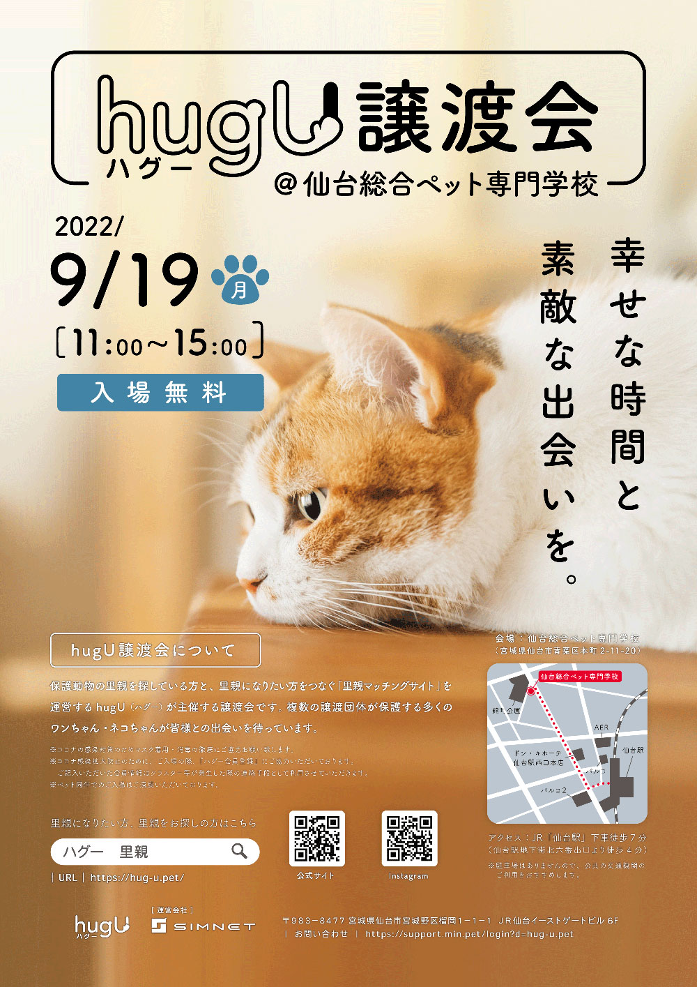 ハグー譲渡会　9月19日（月）開催予定！